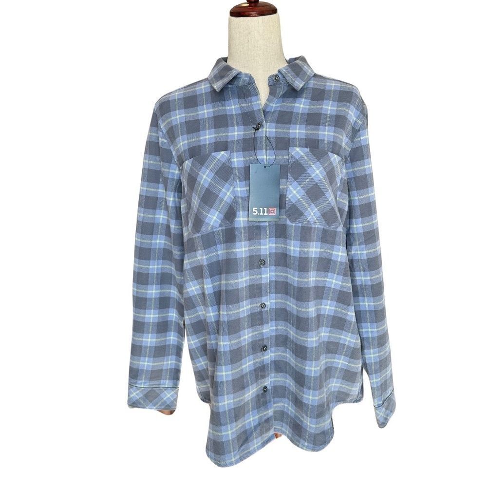 NWT 5.11 Women’s Flannel Button-Down “Ruth"  Plaid Purple-Yellow Medium